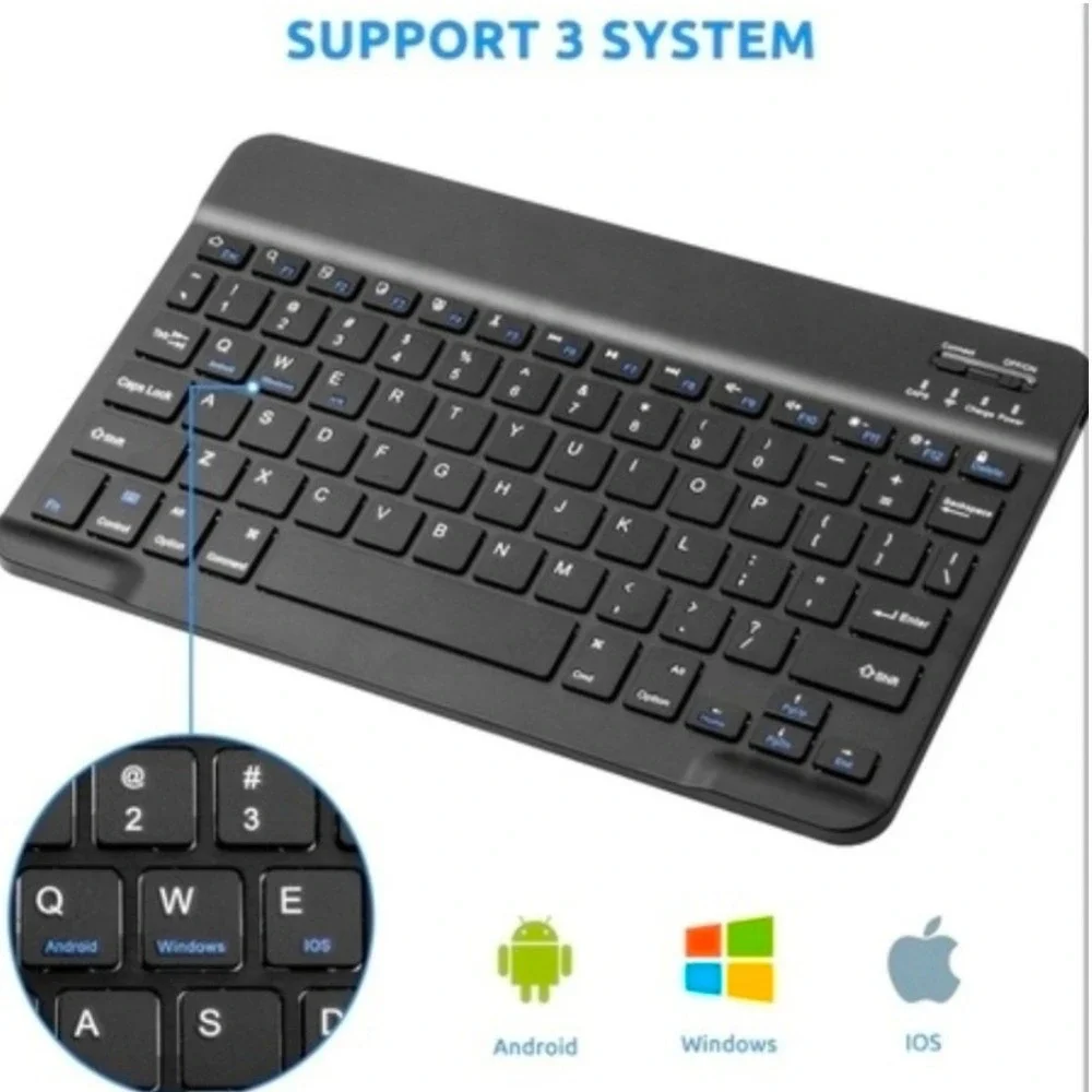 Fintie Bluetooth Wireless Keyboard Universal Black Ultra-Slim Rechargeable HB030
